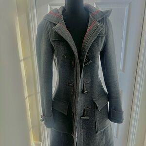 TNA Charcoal Gray Trench Coat with Red Accents